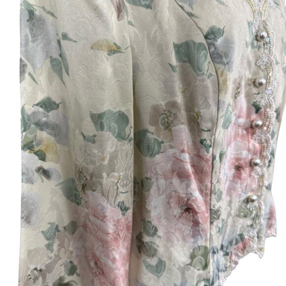 Nah Nah Collection Nahdree Vintage 80s Floral Sequin Ivory Coquette Jacket 14 - Picture 3 of 16